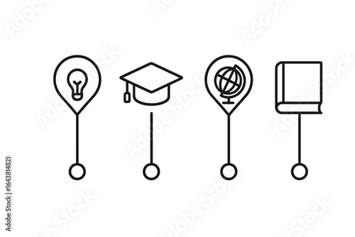 Educational symbols representing learning and knowledge in a modern design context