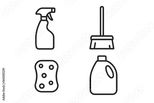 Cleaning supplies arranged on a flat surface showcasing tools for effective home maintenance tasks