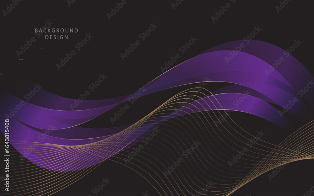 Fototapeta premium Purple background template wave flowing shape