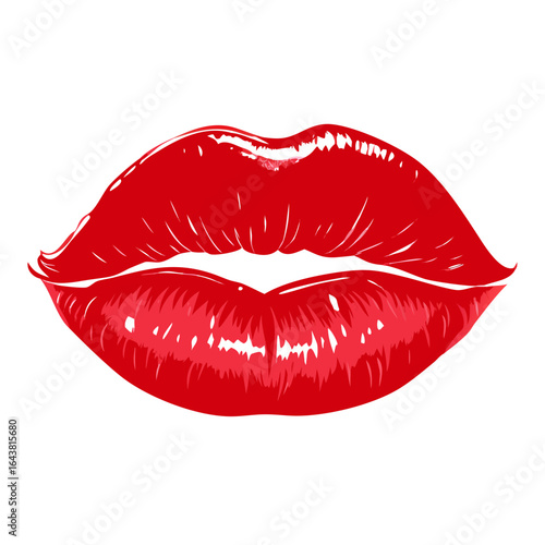 Colored vector icon of a red lipstick kiss mark, symbolizing love, passion, romance, and beauty. Makeup, and cosmetic concepts. Valentine's Day. Isolated on a transparent background