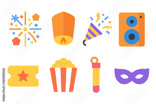Colorful celebration items for a festive event or party gathering