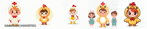 vector of a child in a chicken costume