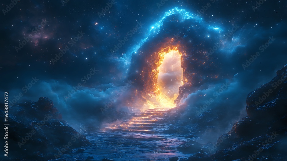 Fototapeta premium Glowing portal in cosmic space