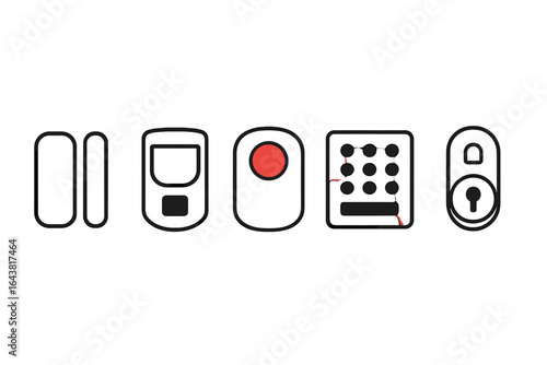 Icons depicting various types of locks and security mechanisms in a minimalistic design style
