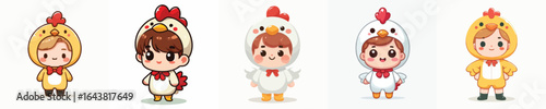 vector of a child in a chicken costume