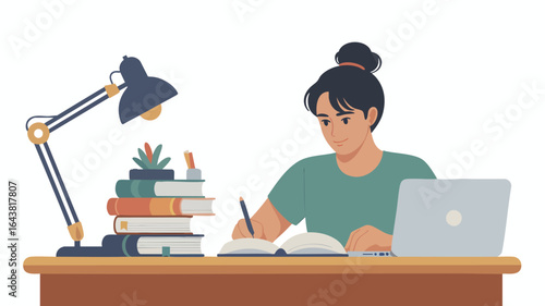 Flat Vector Illustration of Education and Learning Scene on White Background