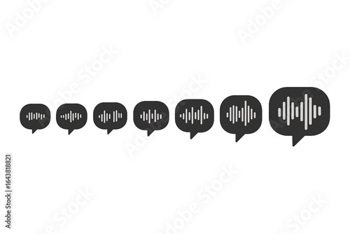 Sound wave icons representing audio communication in various stages of visualization during digital design