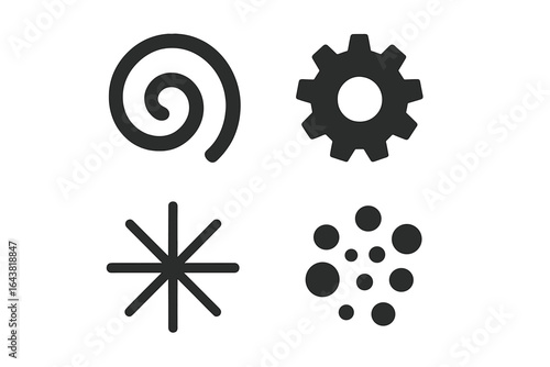 Unique abstract shapes and patterns in black and white showcasing creative design elements for graphic use