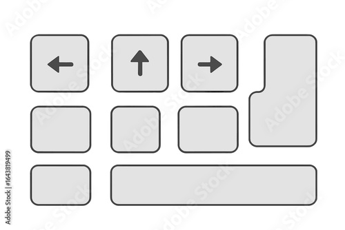 Keyboard symbol layout used in digital interfaces for navigation and commands