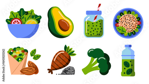 Healthy Eating Vector Illustration Featuring Fresh Vegetables and Fruits