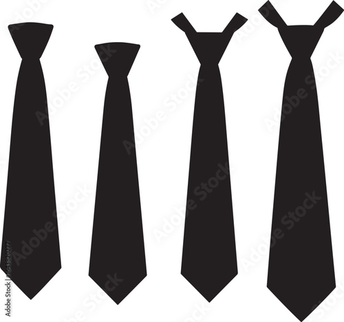 Four black necktie silhouettes against a white background
