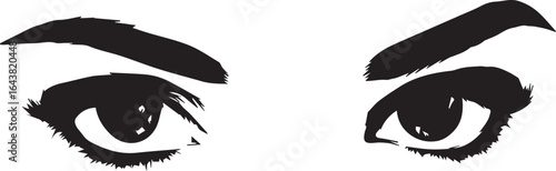 Simple black vector silhouette of two eyes on a white background silhouette