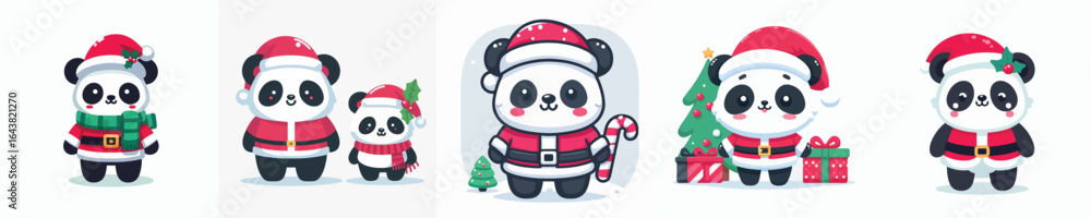 cute panda vector in Christmas costume