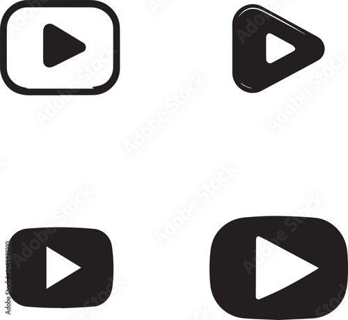 Simple youtube play button icon silhouette
