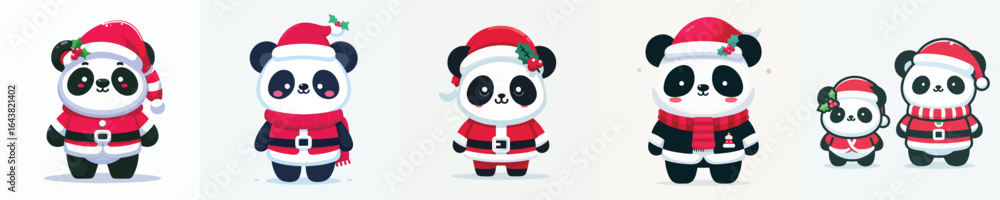 cute panda vector in Christmas costume