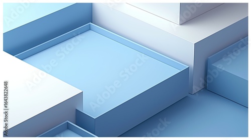 Wallpaper Mural 3D Light Blue and White Geometric Abstract Background Torontodigital.ca