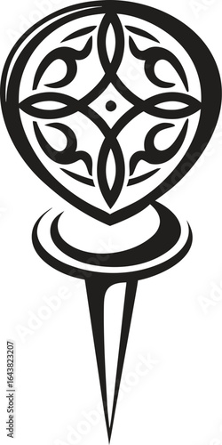 Hand drawn push pin icon vector illustration, simple black and white line art, minimalist office and stationery symbol, clean design for organization, planning, and note-taking projects