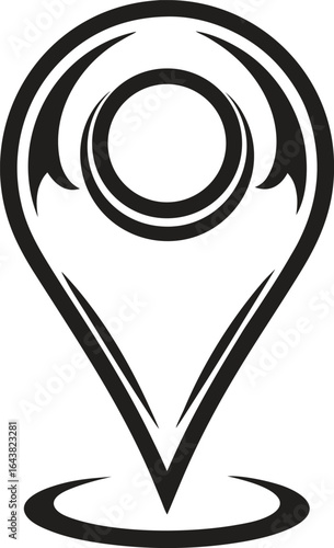 Hand drawn location pin icon vector illustration, simple black and white line art, minimalist map marker symbol, clean design for navigation, travel, and GPS projects