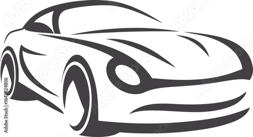Hand drawn car line art vector illustration, simple black and white minimalist vehicle symbol, clean design for transportation, travel, and automotive projects