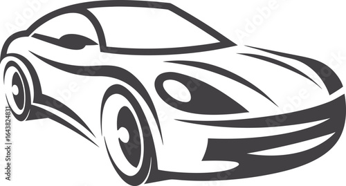 Hand drawn car line art vector illustration, simple black and white minimalist vehicle symbol, clean design for transportation, travel, and automotive projects