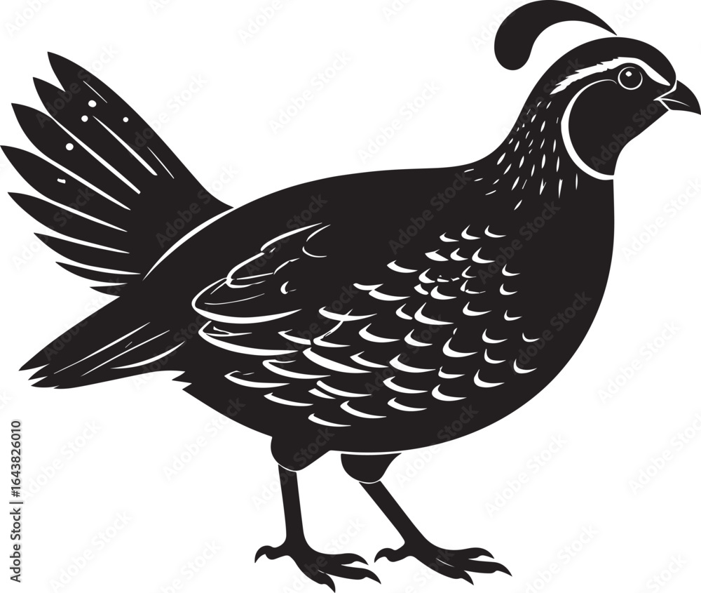 Fototapeta premium northern bobwhite quail vector silhouette, northern bobwhite quail clipart vector