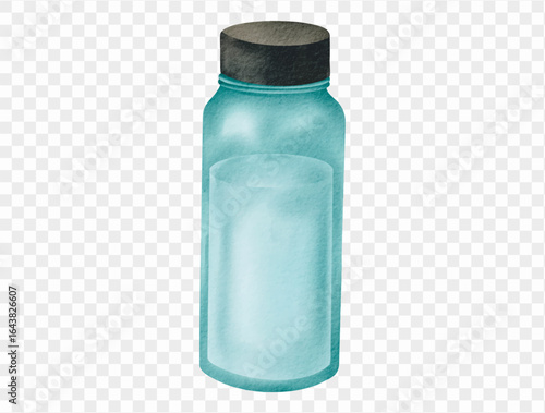 Watercolor reusable water bottle eco friendly school accessory.vector