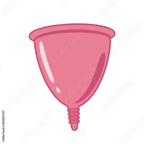 Pink menstrual cup with ribbed stem and rounded rim hygiene feminine
