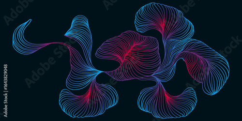 Vector abstract light lines in high speed technology concept. Image of speed on the road. Abstract background in blue and pink colors with neon glow.