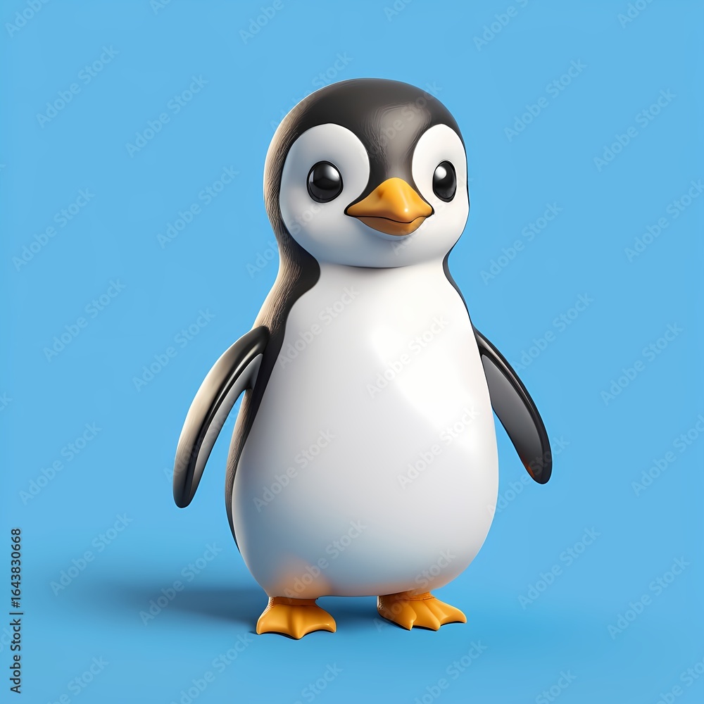 Obraz premium Gentle Penguin on Blue Background