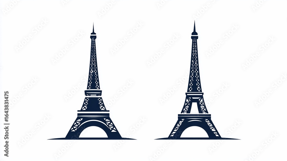 Obraz premium Iconic Monuments Depicted, Side by Side, White Background