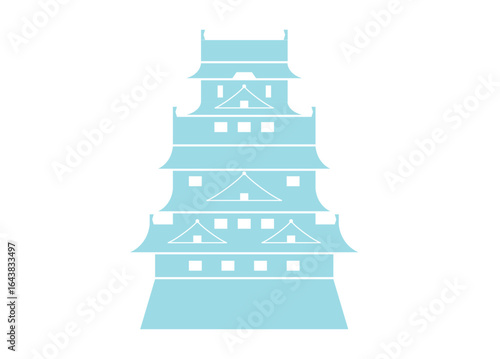 青いシルエットの大阪城イラスト