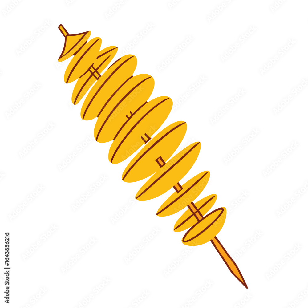 Obraz premium Yellow spiral potato on stick food
