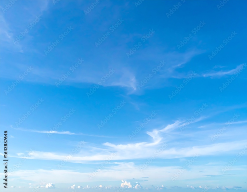 Obraz premium Clear blue sky with wispy clouds (1)