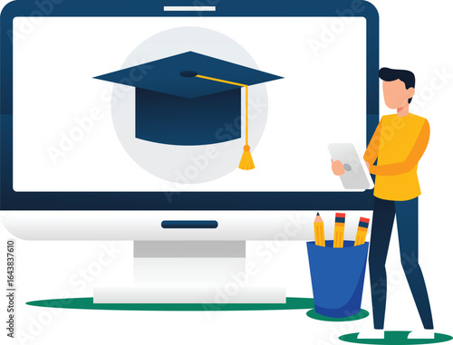 vector illustration of online education