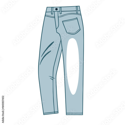 Light blue denim jeans with dark blue outline pants trousers