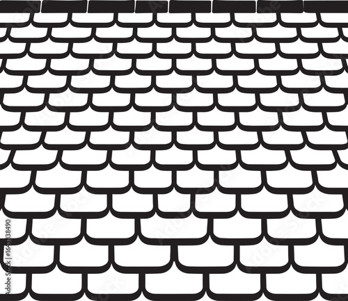 Roof Shingles Silhouette Pattern | Seamless Black Vector Artwork