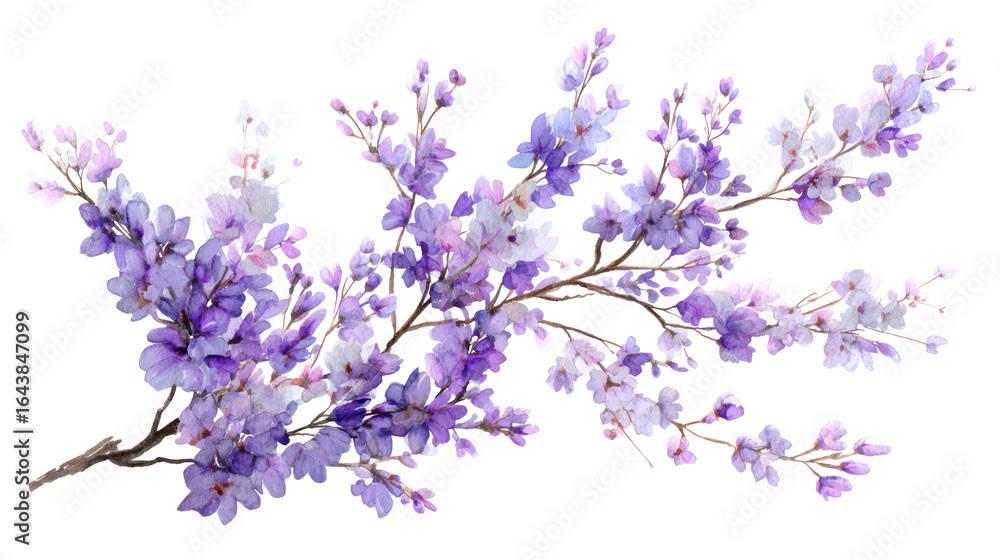 Lavender flowering bush in soft watercolor style with delicate blooms Lavender flowering bush in soft watercolor style with delicate blooms