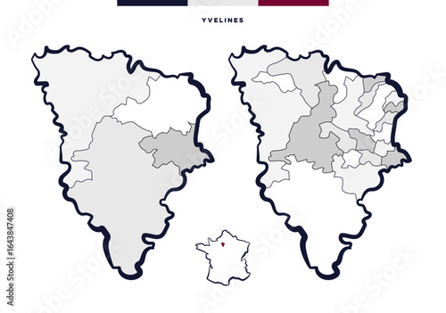 Département et cantons d'Yvelines - Île-de-France (France)