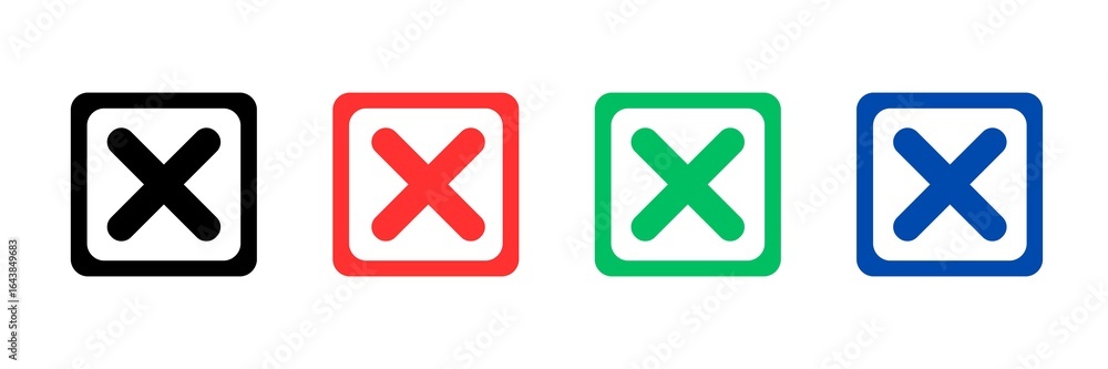 Obraz premium Set of cross mark button icons, set of cross mark icons, set of cross mark checkmark , 