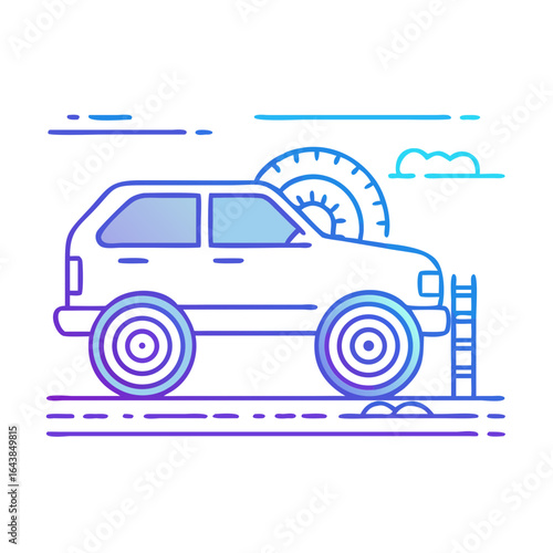 Car tire change and roadside assistance illustration