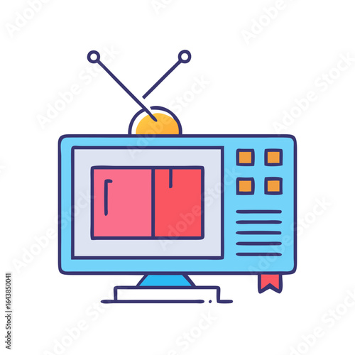 Retro television with antenna and screen display