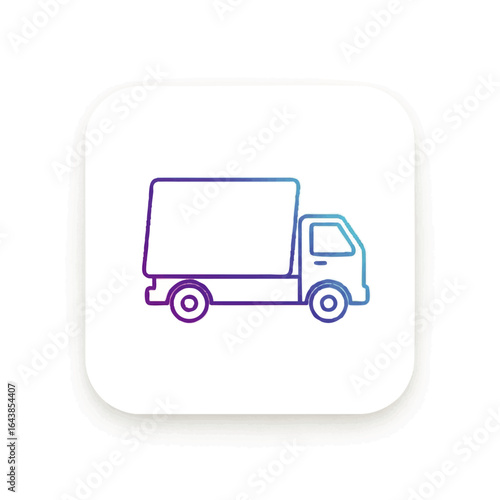 Delivery truck icon, simple line art, gradient color, app button.