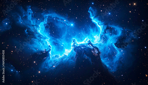 Wallpaper Mural Electric blue nebula glowing in deep space, with bright plasma bursts and dark cosmic clouds creating a dramatic and luminous astronomical scene., abstract space  Torontodigital.ca