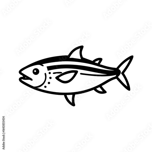 Outline of a tuna fish on black background