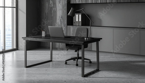 Modern minimalist dark office space