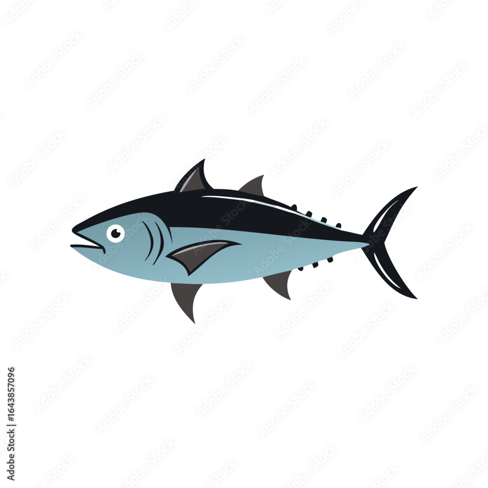 Fototapeta premium Simple flat cartoon vector illustration of a tuna fish