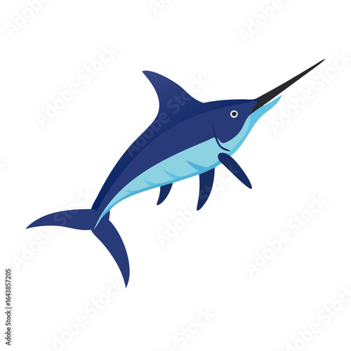 Stylized blue marlin fish isolated on a black background