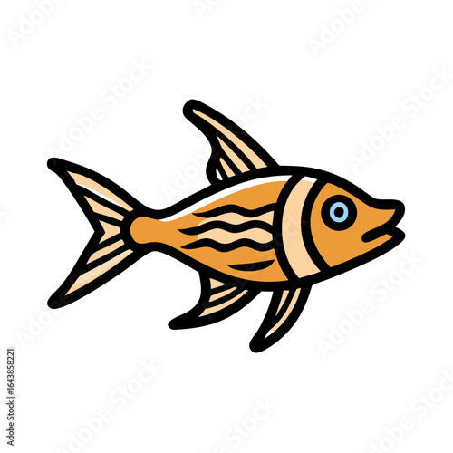 Abstract orange fish swimming in deep ocean water design