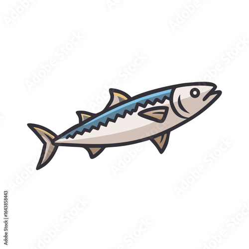 Cartoon mackerel illustration swimming against black background vector image