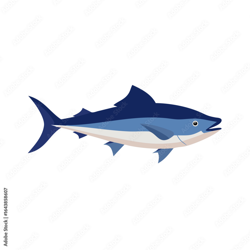 Obraz premium Blue marlin illustration on black background flat vector style